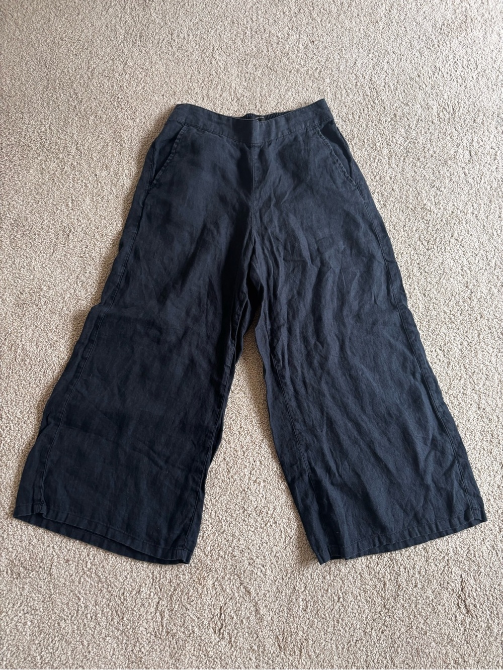 Wide Leg Light Black Linen Women’s Pants